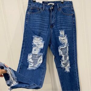 American Bazi Ripped Blue Boyfriend Jeans